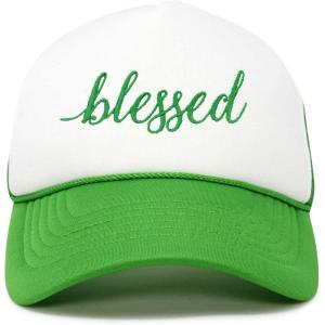 imageDALIX Embroidered Blessed Trucker Cap Hat WomenKelly White