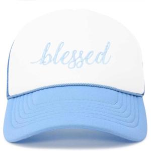 imageDALIX Embroidered Blessed Trucker Cap Hat WomenLight Blue White