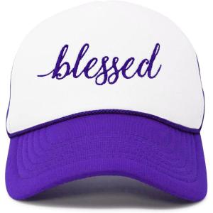 imageDALIX Embroidered Blessed Trucker Cap Hat WomenPurple White