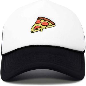 imageDALIX Pizza Slice Embroidered Mesh Trucker HatBlack White