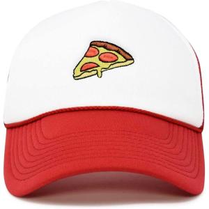imageDALIX Pizza Slice Embroidered Mesh Trucker HatRed White