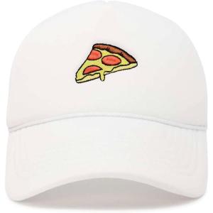 imageDALIX Pizza Slice Embroidered Mesh Trucker HatWhite