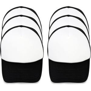 imageDALIX Trucker Hat Mesh Cap 6 Pack Half Dozen BulkBlack White