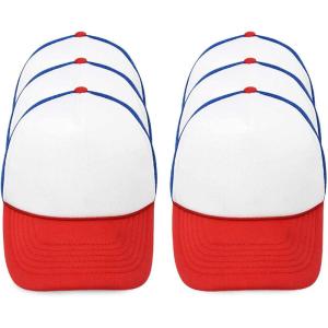 imageDALIX Trucker Hat Mesh Cap 6 Pack Half Dozen BulkRed White and Blue