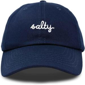 imageDALIX Salty Embroidered Cotton Beach Baseball Cap Adjustable Dad Hat WomensNavy Blue