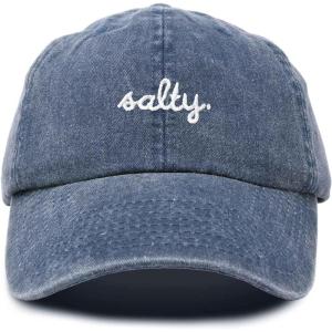 imageDALIX Salty Embroidered Cotton Beach Baseball Cap Adjustable Dad Hat WomensWashed Navy Blue