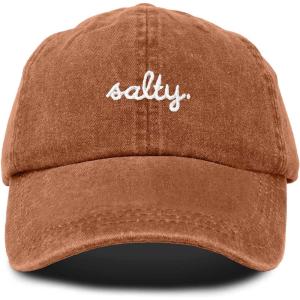 imageDALIX Salty Embroidered Cotton Beach Baseball Cap Adjustable Dad Hat WomensWashed Orange