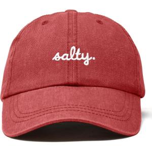 imageDALIX Salty Embroidered Cotton Beach Baseball Cap Adjustable Dad Hat WomensWashed Red