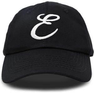 imageDALIX Initial Hat Letter E Womens Baseball Cap Monogram Cursive EmbroiderBlack