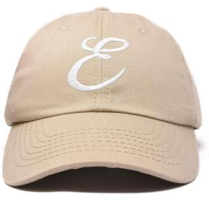 imageDALIX Initial Hat Letter E Womens Baseball Cap Monogram Cursive EmbroiderKhaki