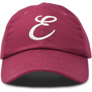 imageDALIX Initial Hat Letter E Womens Baseball Cap Monogram Cursive EmbroiderMaroon