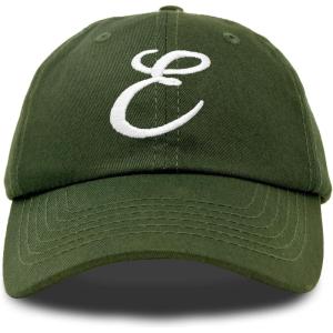imageDALIX Initial Hat Letter E Womens Baseball Cap Monogram Cursive EmbroiderOlive