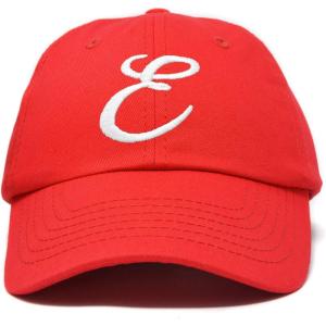 imageDALIX Initial Hat Letter E Womens Baseball Cap Monogram Cursive EmbroiderRed