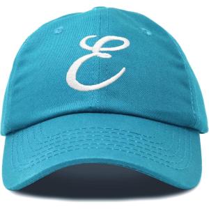 imageDALIX Initial Hat Letter E Womens Baseball Cap Monogram Cursive EmbroiderTeal