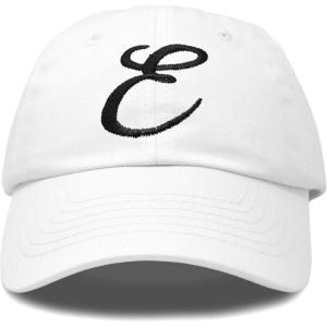 imageDALIX Initial Hat Letter E Womens Baseball Cap Monogram Cursive EmbroiderWhite