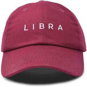 imageDALIX Libra Dad Hat Embroidered Zodiac Astrology Cotton Baseball CapMaroon