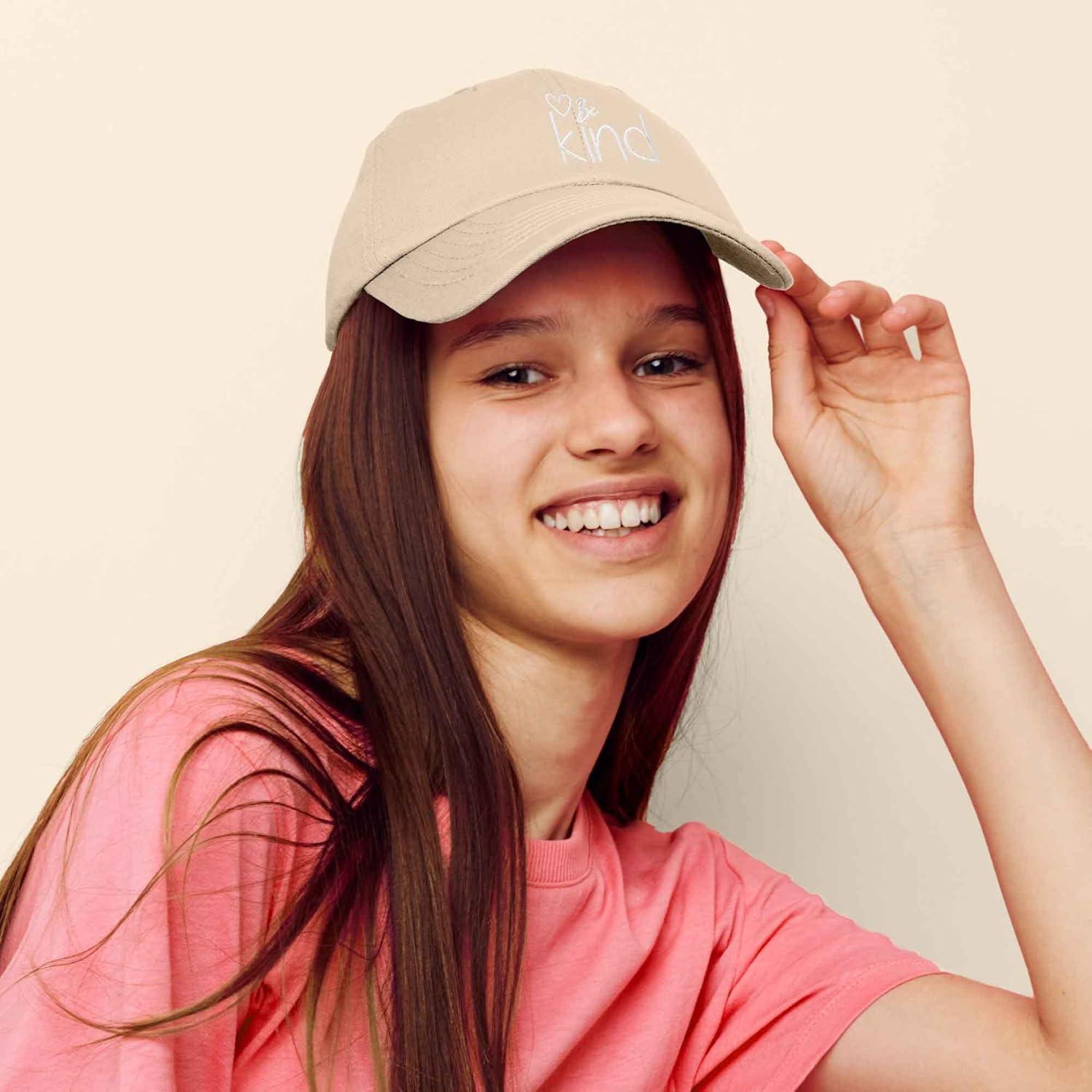 imageDALIX Be Kind Womens Baseball Cap Soft Cotton Dad HatKhaki