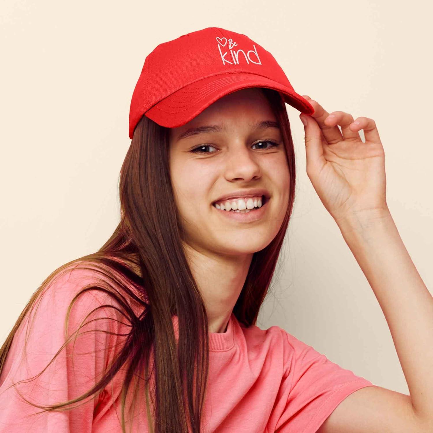 imageDALIX Be Kind Womens Baseball Cap Soft Cotton Dad HatRed