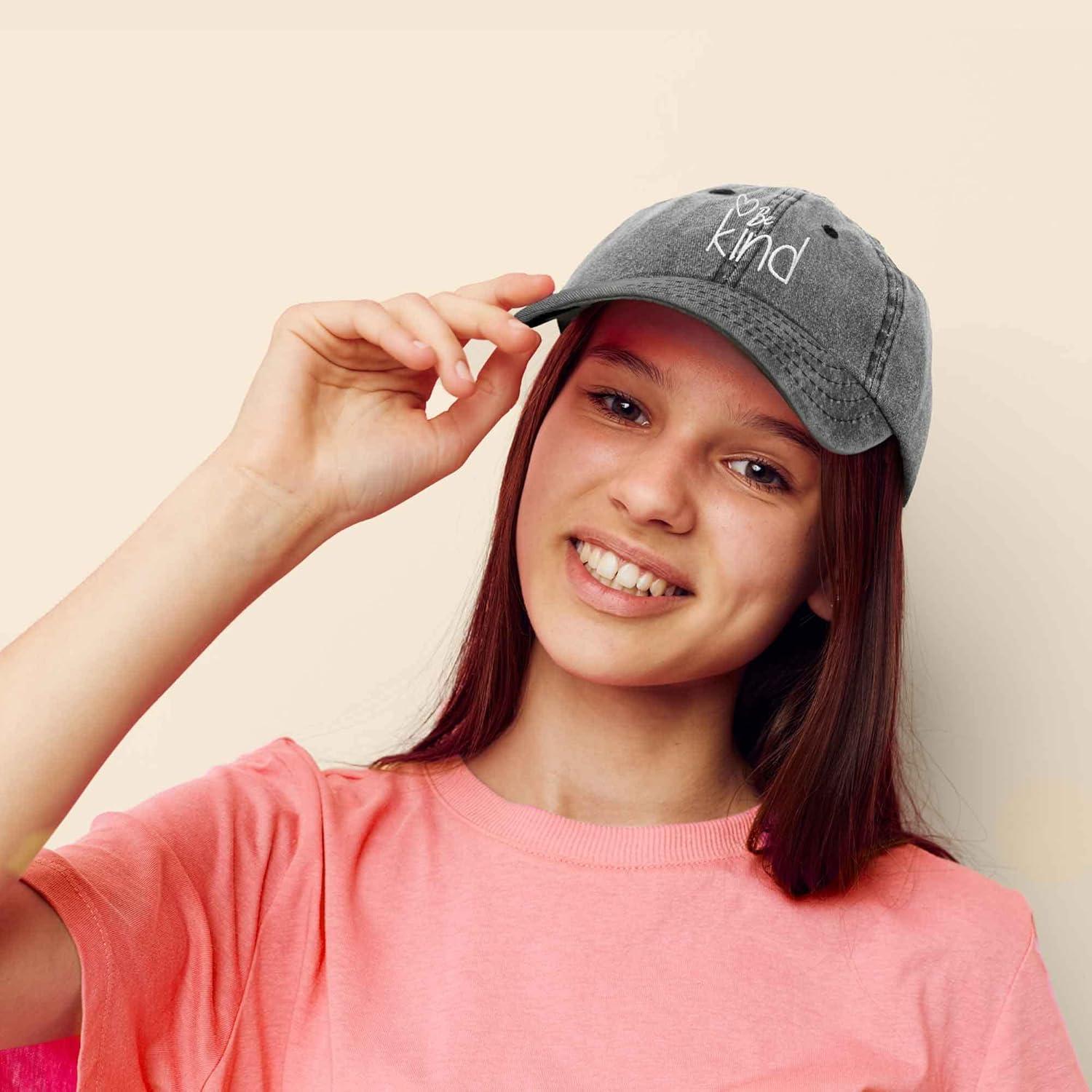 imageDALIX Be Kind Womens Baseball Cap Soft Cotton Dad HatWashed Black