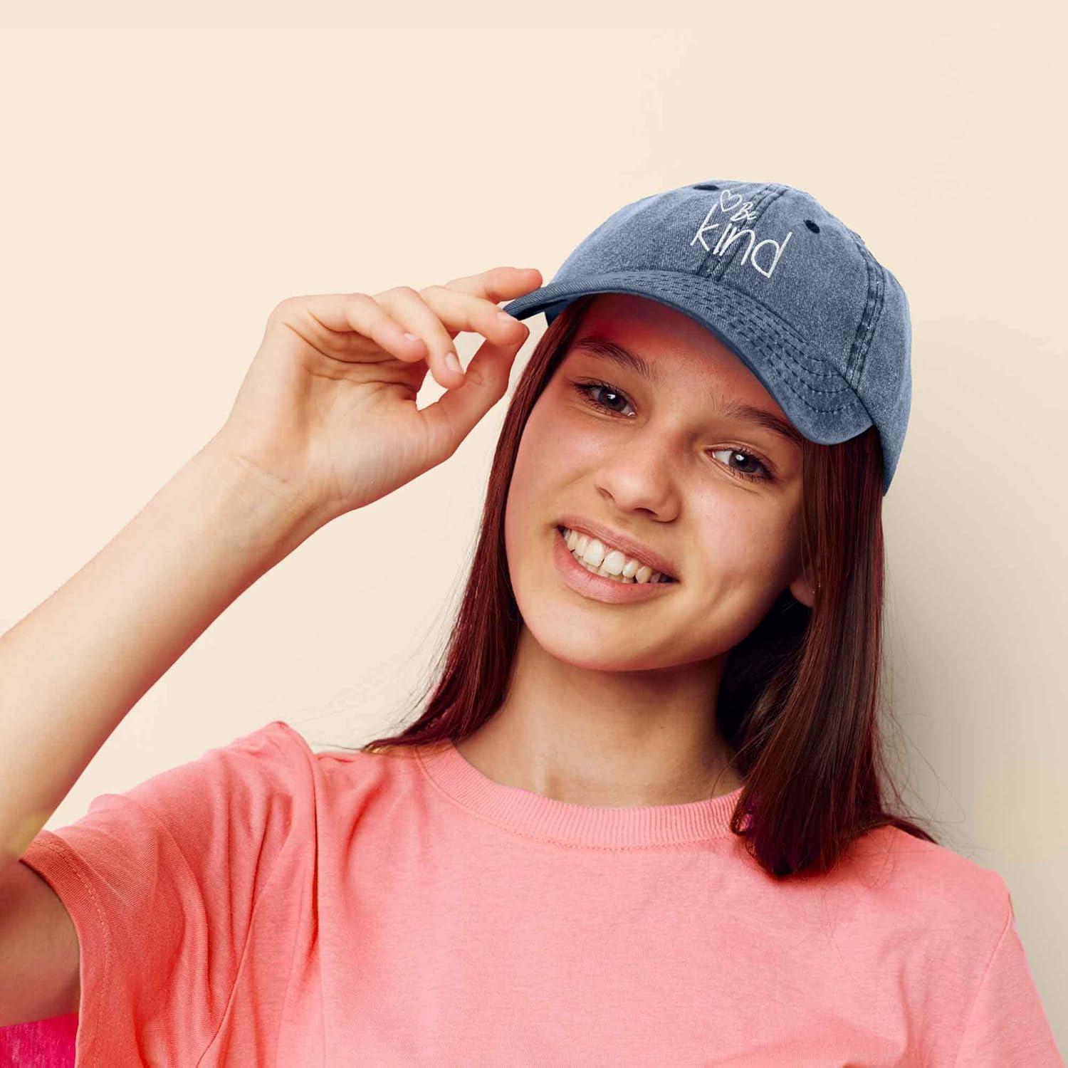 imageDALIX Be Kind Womens Baseball Cap Soft Cotton Dad HatWashed Navy Blue