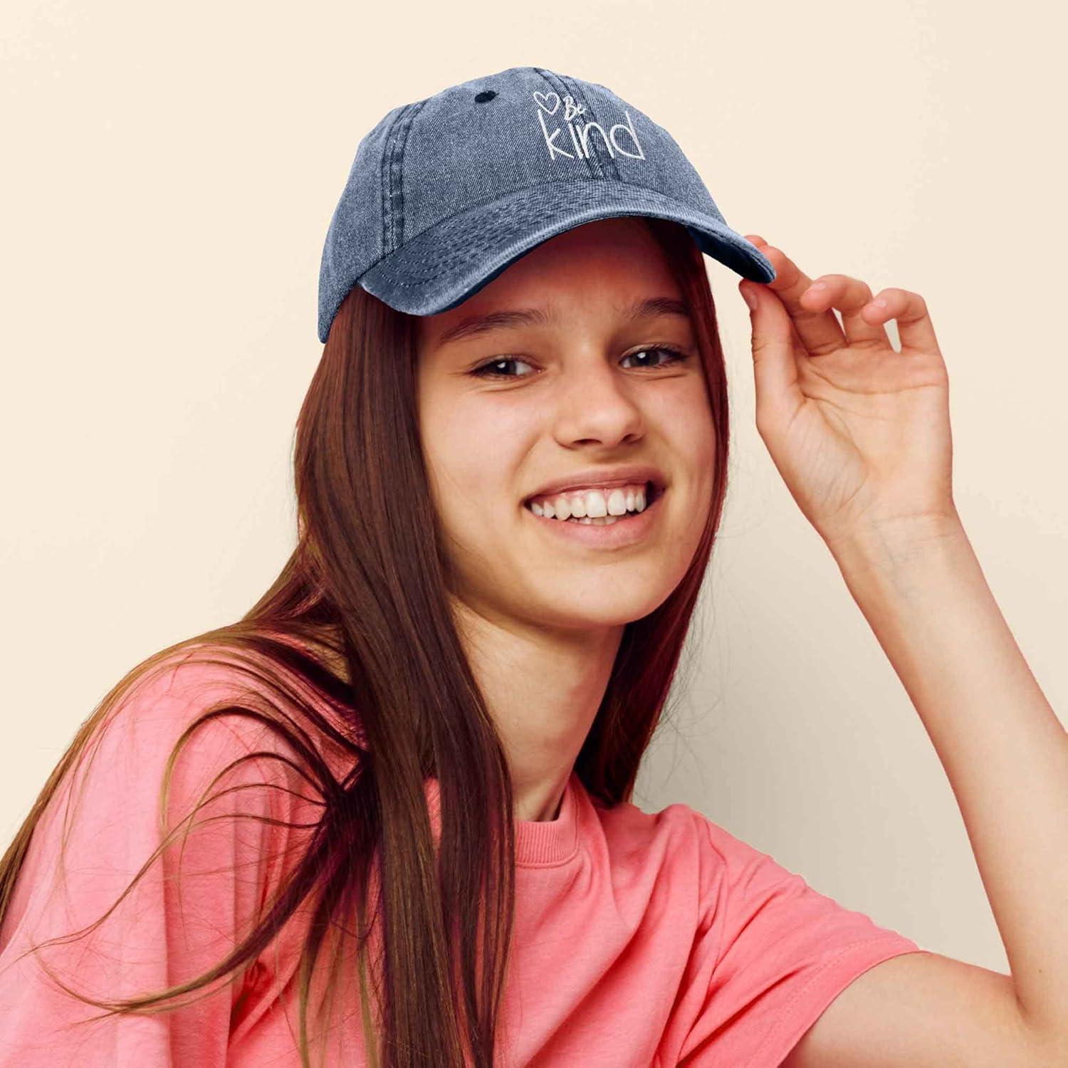 imageDALIX Be Kind Womens Baseball Cap Soft Cotton Dad HatWashed Navy Blue