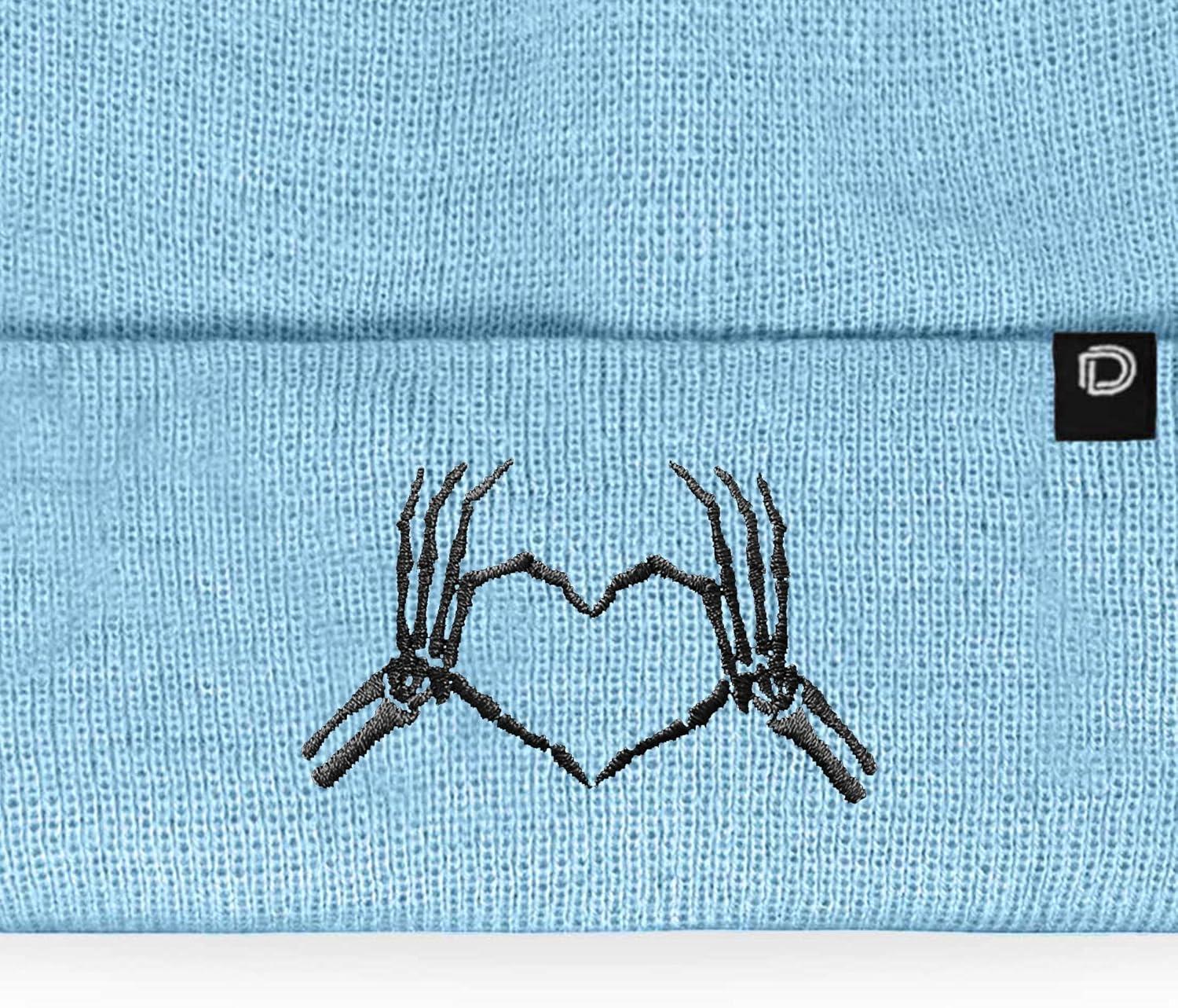 imageDALIX Heart of Bones Embroidered Beanie Hat Knit Cap Cold Weather WomensBaby Blue