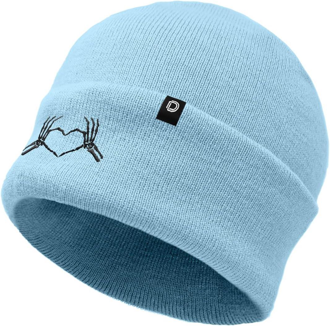 imageDALIX Heart of Bones Embroidered Beanie Hat Knit Cap Cold Weather WomensBaby Blue