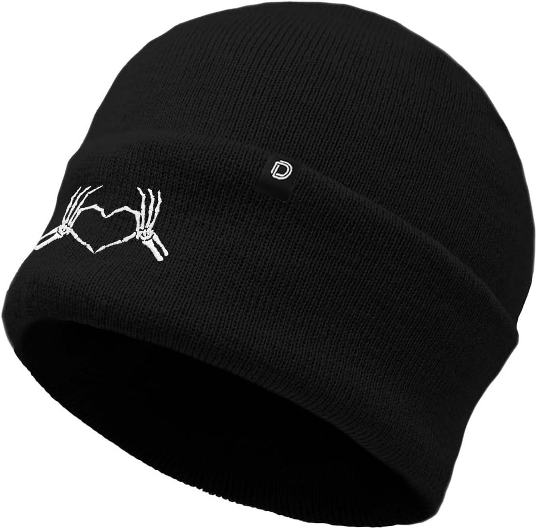 imageDALIX Heart of Bones Embroidered Beanie Hat Knit Cap Cold Weather WomensBlack