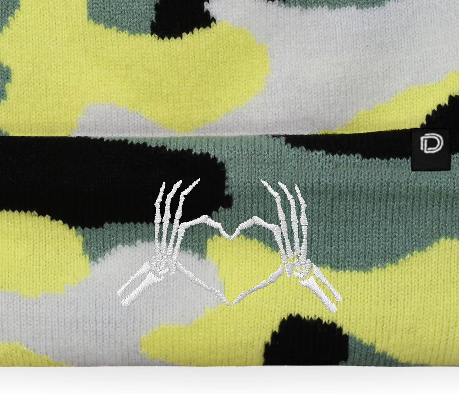 imageDALIX Heart of Bones Embroidered Beanie Hat Knit Cap Cold Weather WomensForest Camo