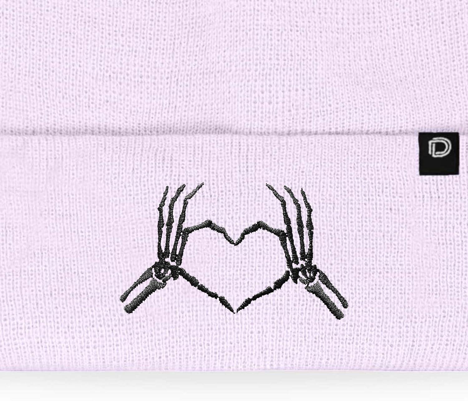 imageDALIX Heart of Bones Embroidered Beanie Hat Knit Cap Cold Weather WomensLavender