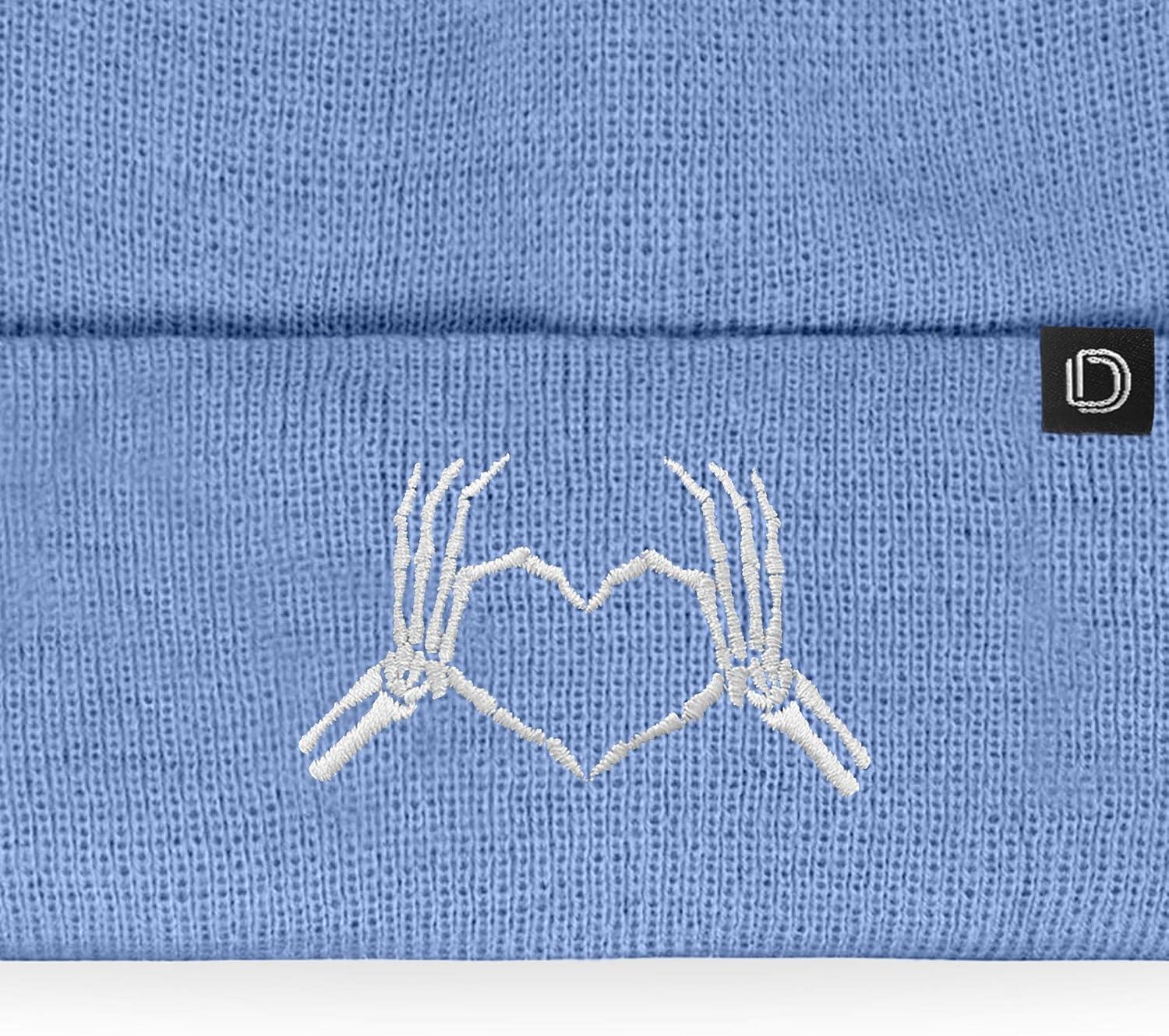 imageDALIX Heart of Bones Embroidered Beanie Hat Knit Cap Cold Weather WomensPeriwinkle