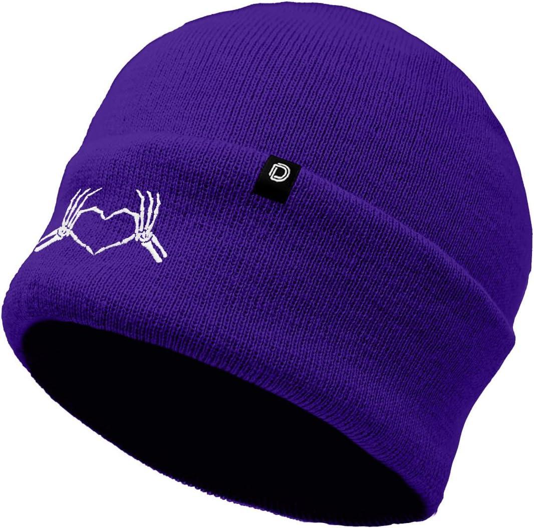 imageDALIX Heart of Bones Embroidered Beanie Hat Knit Cap Cold Weather WomensPurple