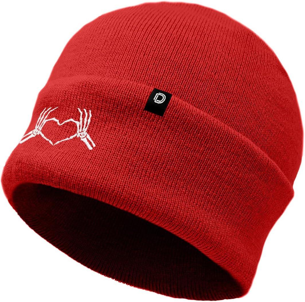 imageDALIX Heart of Bones Embroidered Beanie Hat Knit Cap Cold Weather WomensRed