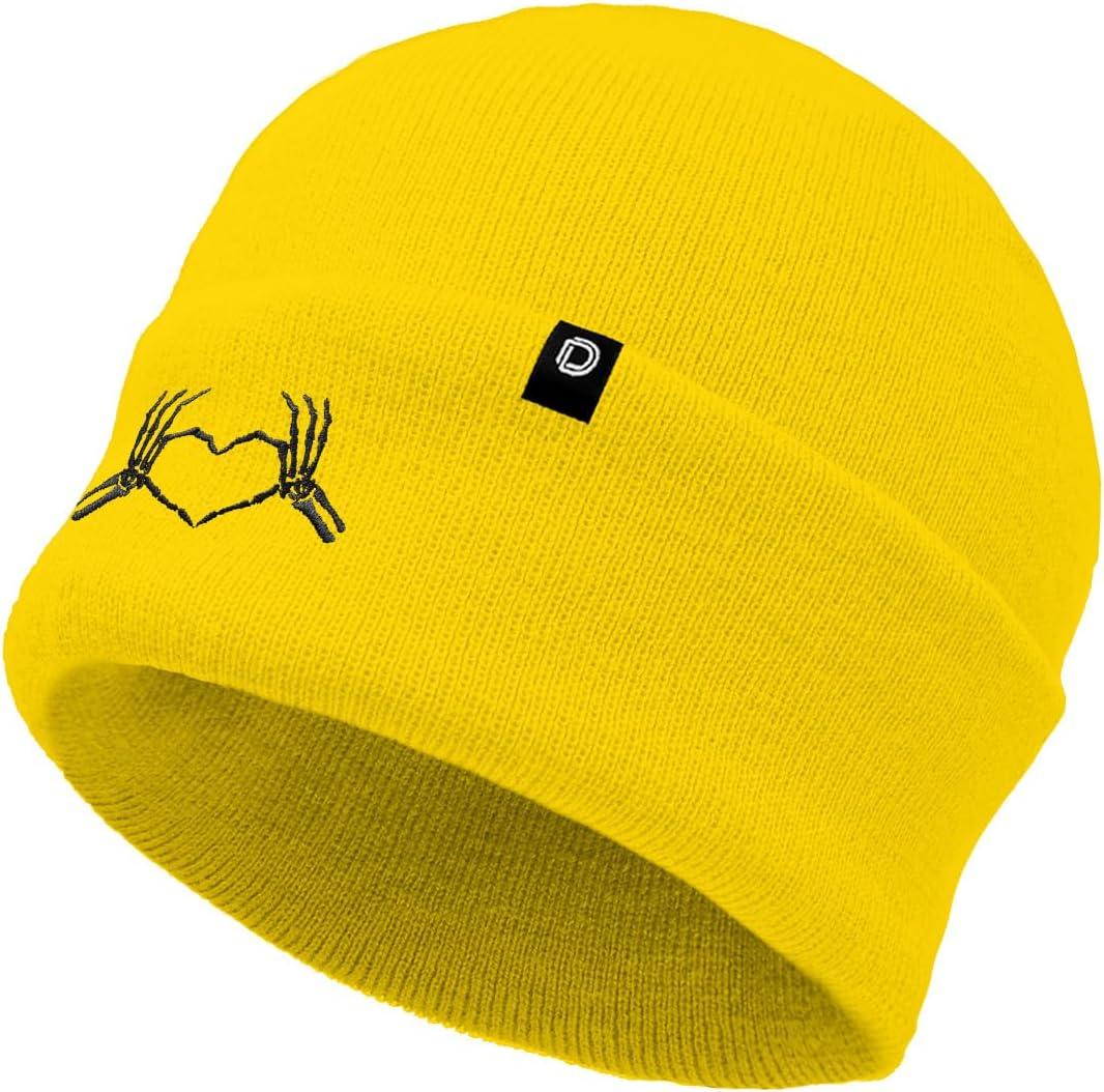 imageDALIX Heart of Bones Embroidered Beanie Hat Knit Cap Cold Weather WomensYellow