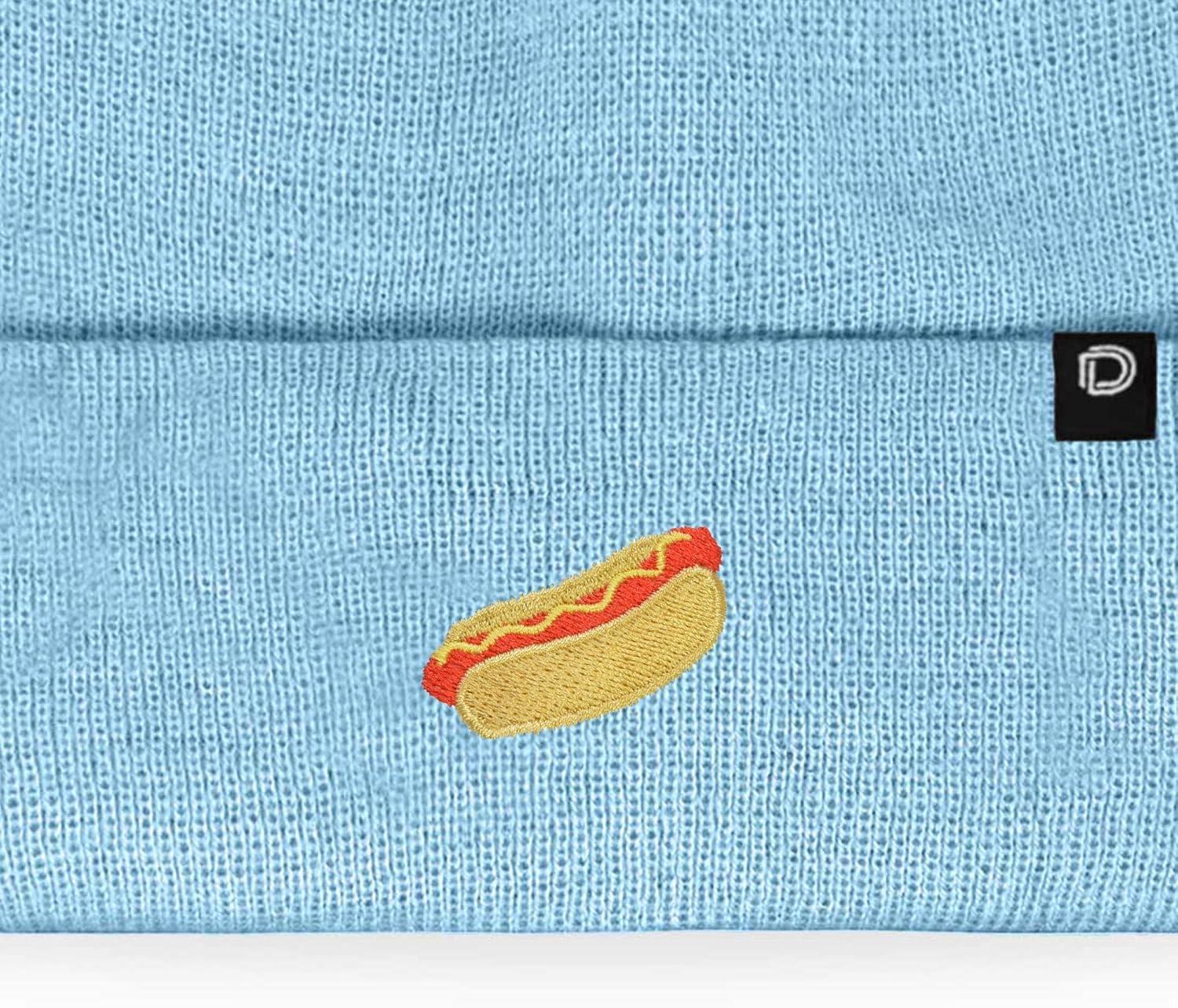 imageDALIX Hot Dog Embroidered Beanie Hat Cotton Cute Winter Fall Cap WomensBaby Blue