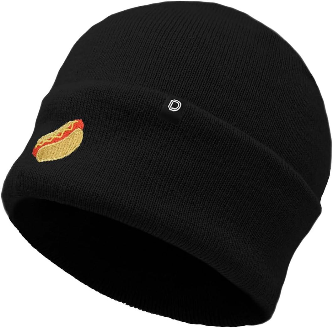 imageDALIX Hot Dog Embroidered Beanie Hat Cotton Cute Winter Fall Cap WomensBlack