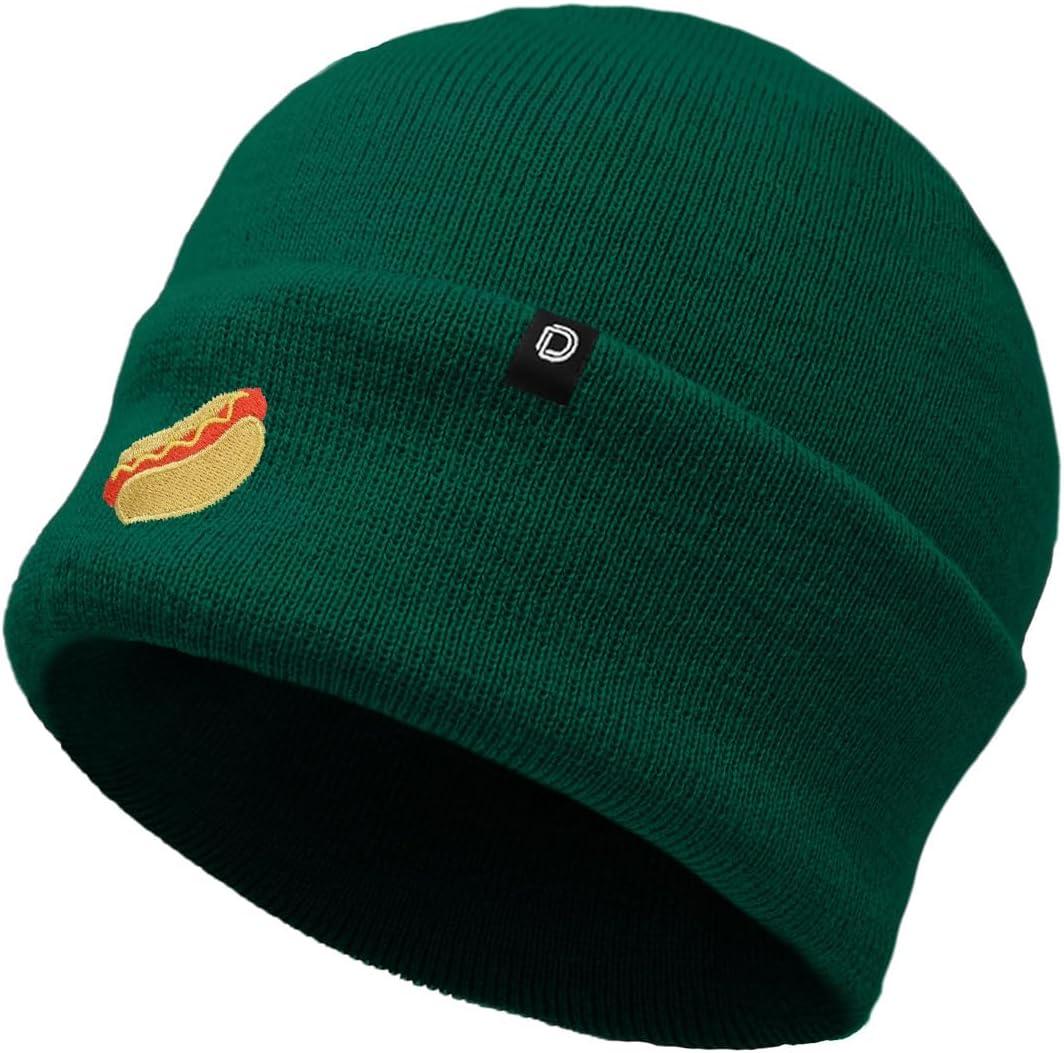 imageDALIX Hot Dog Embroidered Beanie Hat Cotton Cute Winter Fall Cap WomensGreen