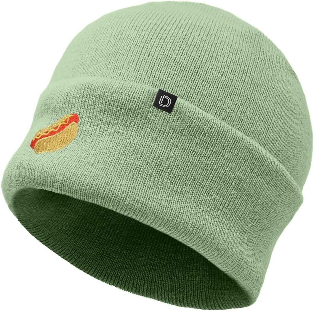 imageDALIX Hot Dog Embroidered Beanie Hat Cotton Cute Winter Fall Cap WomensLight Green