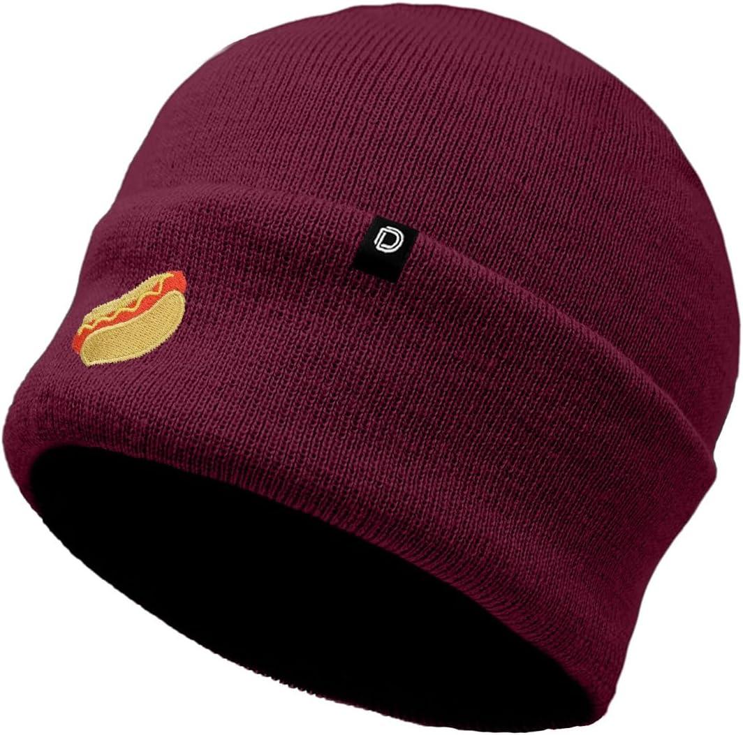 imageDALIX Hot Dog Embroidered Beanie Hat Cotton Cute Winter Fall Cap WomensMaroon