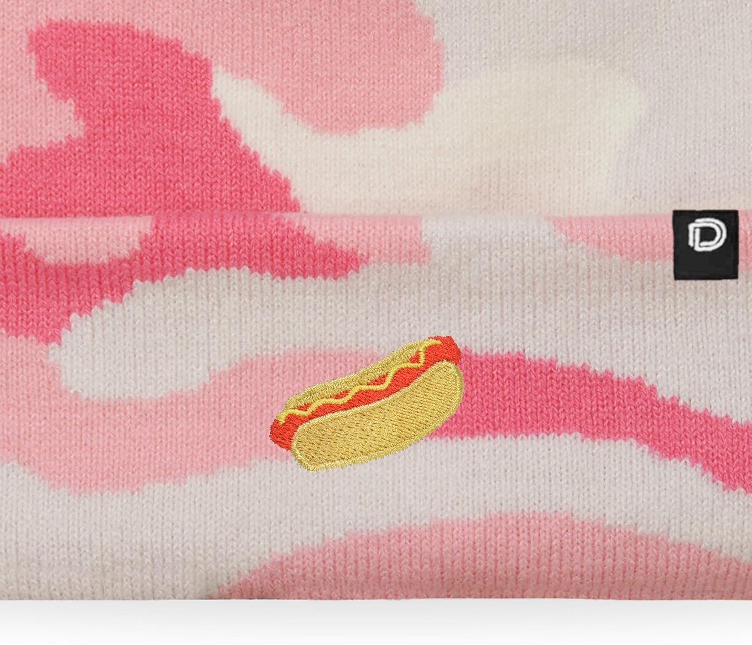 imageDALIX Hot Dog Embroidered Beanie Hat Cotton Cute Winter Fall Cap WomensPink Camo