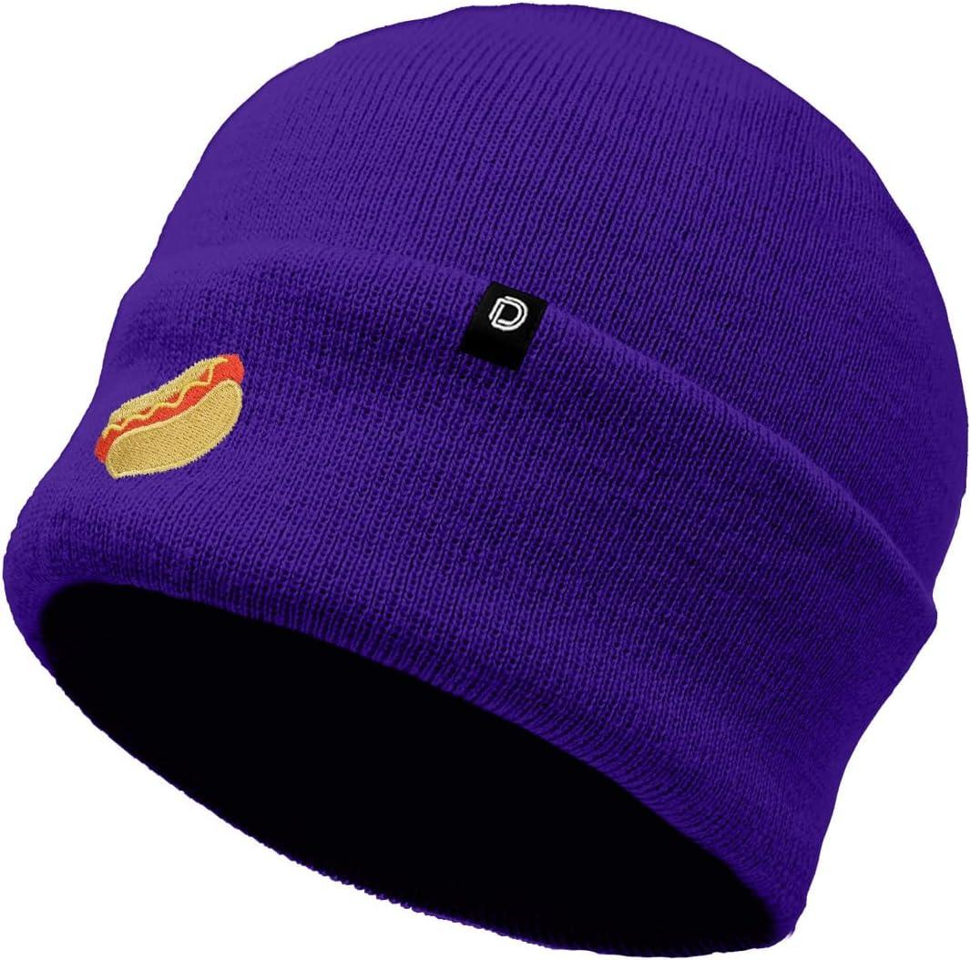 imageDALIX Hot Dog Embroidered Beanie Hat Cotton Cute Winter Fall Cap WomensPurple