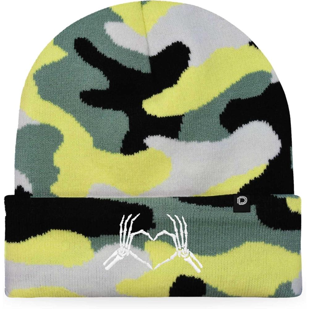 imageDALIX Heart of Bones Embroidered Beanie Hat Knit Cap Cold Weather WomensForest Camo