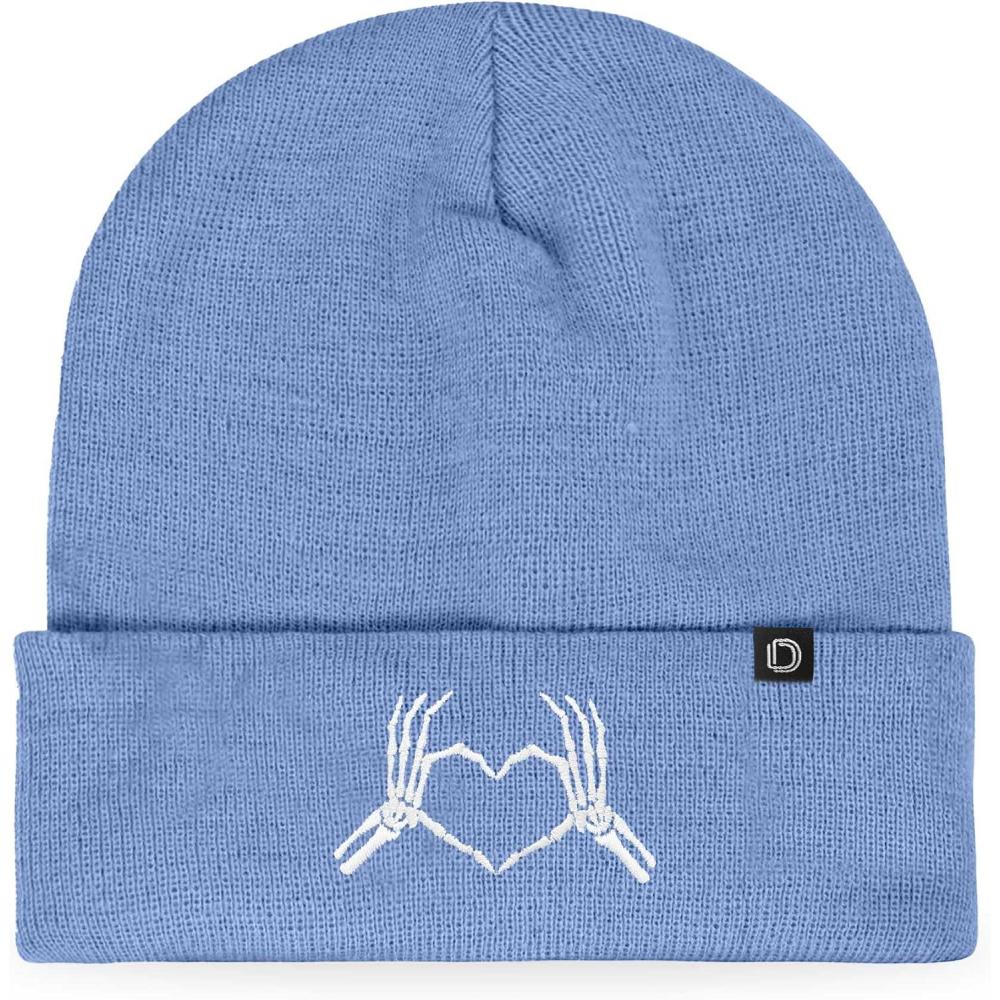 imageDALIX Heart of Bones Embroidered Beanie Hat Knit Cap Cold Weather WomensPeriwinkle