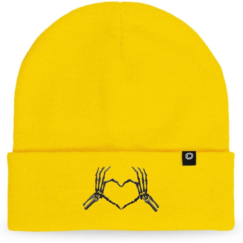 imageDALIX Heart of Bones Embroidered Beanie Hat Knit Cap Cold Weather WomensYellow