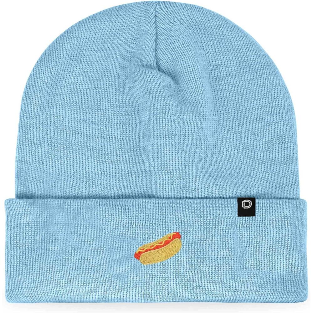 imageDALIX Hot Dog Embroidered Beanie Hat Cotton Cute Winter Fall Cap WomensBaby Blue