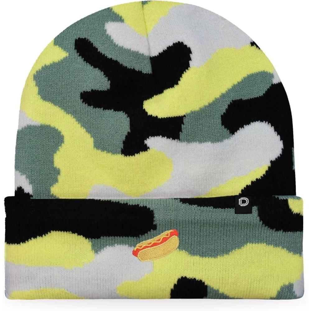 imageDALIX Hot Dog Embroidered Beanie Hat Cotton Cute Winter Fall Cap WomensForest Camo