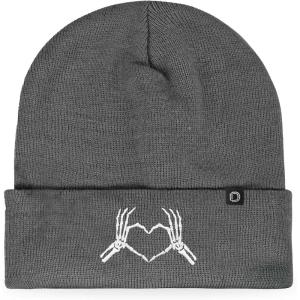 imageDALIX Heart of Bones Embroidered Beanie Hat Knit Cap Cold Weather WomensAsphalt Gray