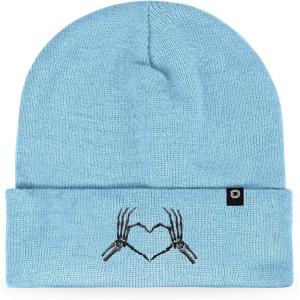 imageDALIX Heart of Bones Embroidered Beanie Hat Knit Cap Cold Weather WomensBaby Blue
