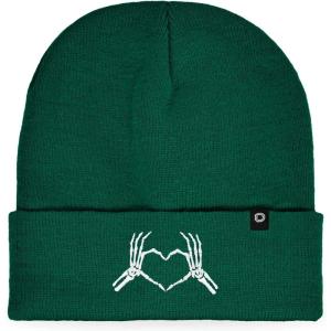 imageDALIX Heart of Bones Embroidered Beanie Hat Knit Cap Cold Weather WomensGreen