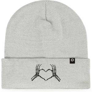 imageDALIX Heart of Bones Embroidered Beanie Hat Knit Cap Cold Weather WomensLight Gray